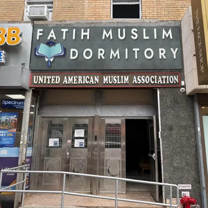 Entrance of the Fatih Muslim Dormitory building in Brooklyn